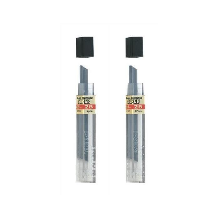 Lot De 2 Étuis De Mines Pentel HI-POLYMER SUPER – 12 Mines 0,5 Mm H Par Étui