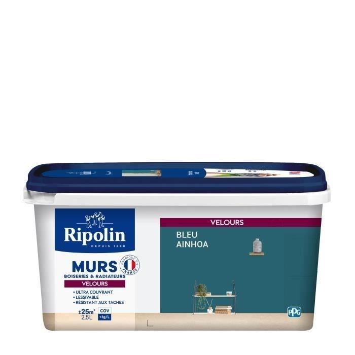 Ripolin Peinture Couleur Velours pour Murs Boiseries Radiateurs - Bleu Ainhoa