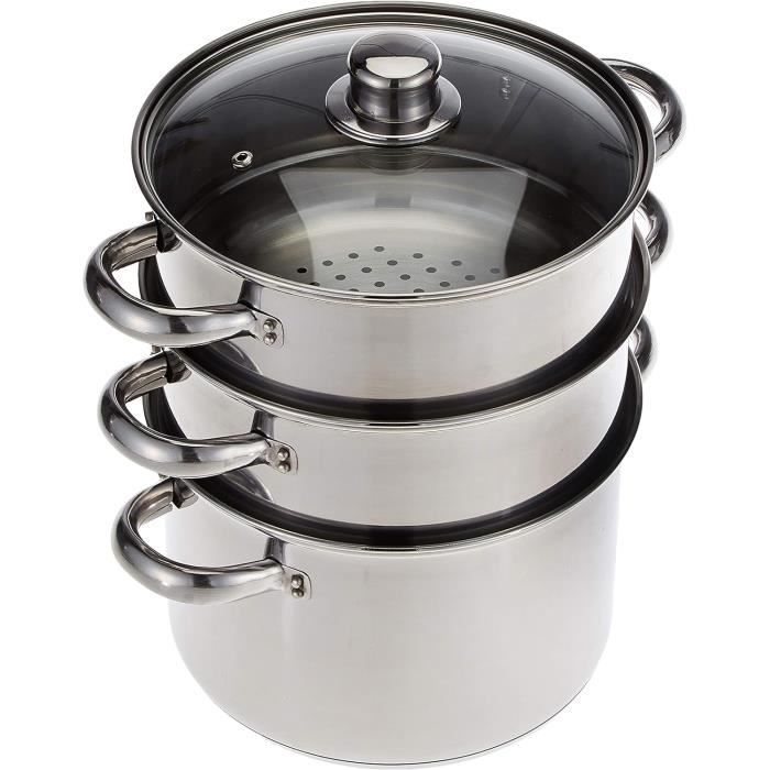 Cuiseur Vapeur Micro-ondes 3 Niveaux JINGLING - Blanc Résistant Chaleur Pour Légumes, Pâtes, Gâteaux Et Plats Cuits