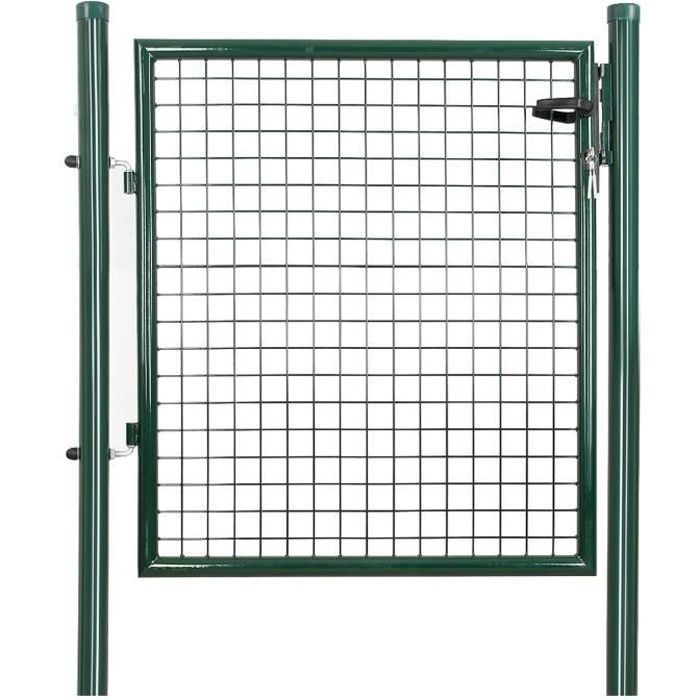 portillon de jardin 100 x 87 cm h x l avec serrure maille metallique 1 serrure 3 cles portail de jardin ggd150g songmics cdiscount bricolage