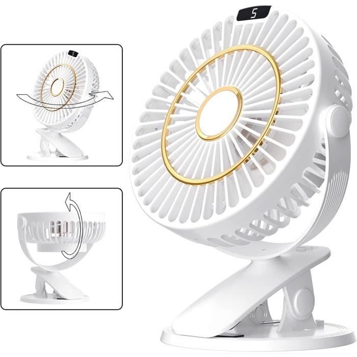 Ventilateur De Table Portable Rechargeable 5 Vitesses, USB/Piles, Mini
