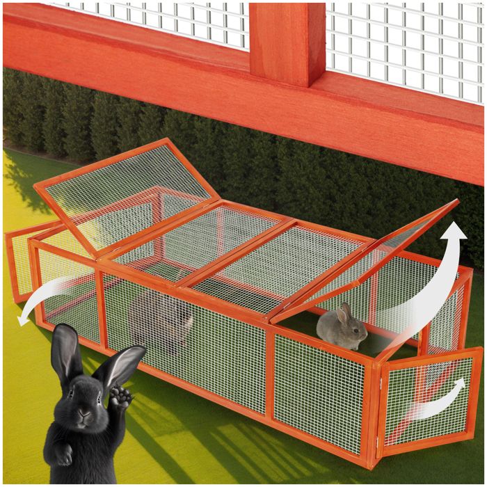 Meilleurs prix pour TECTAKE Enclos pour rongeurs ROGER avec 2 Ouvertures sur le toit Grillage à mailles serrées En bois Marron