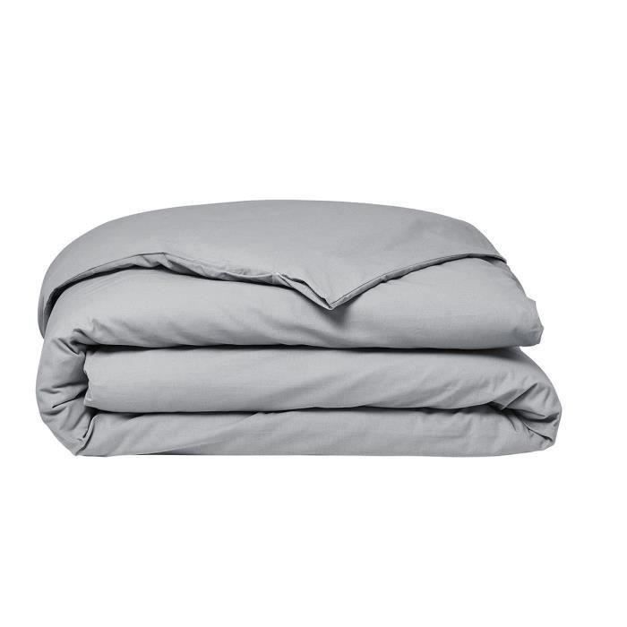 TODAY Housse de couette Essential 240 x 260 cm 2 personnes 100% Coton uni Acier