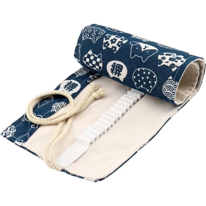AC07910-Sac A Crayon De Toile,36 Trous Pochette Pour Crayons, Trousse