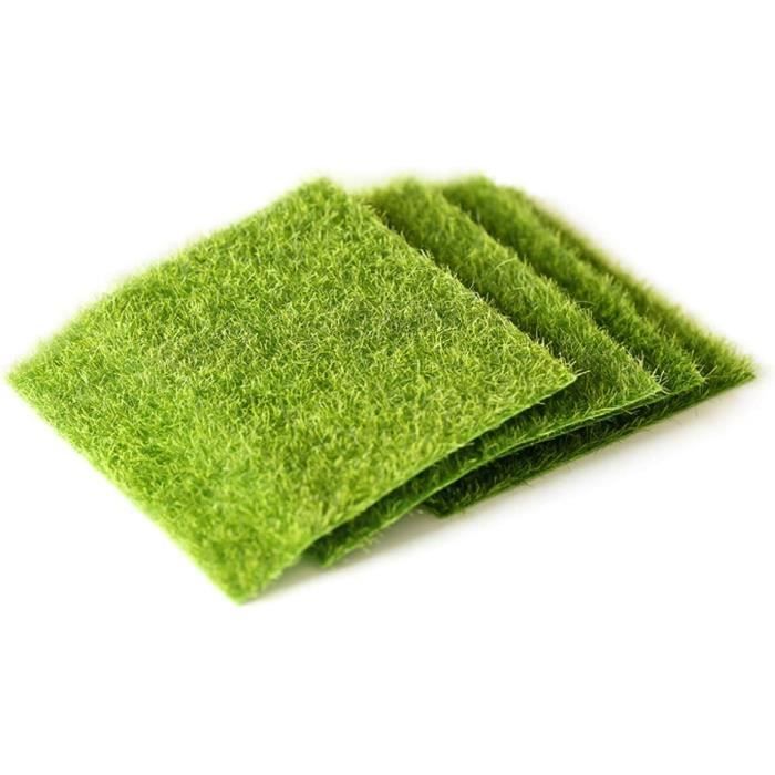 Kit 4 Tapis De Gazon Artificiel Miniature 15x15cm - Décoration Paysage DIY Maison