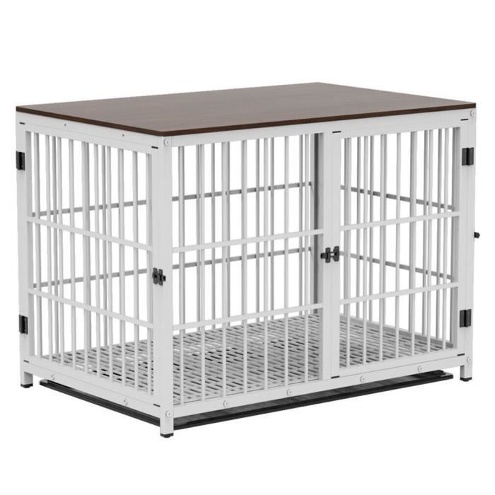 Cage pour Chien Petite Taille Caisse Petit Chien Intérieur Meuble Cage Chiens en Métal avec 3