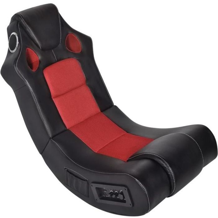 vidaxl fauteuil à bascule à enceinte noir et rouge similicuir