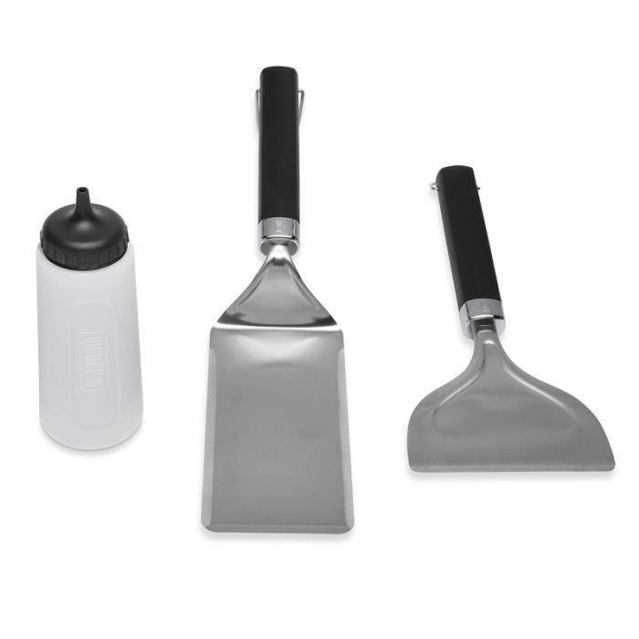 Kit 3 ustensiles pour plancha Weber - Métal - Blanc - Inclus spatule, tube et grattoir