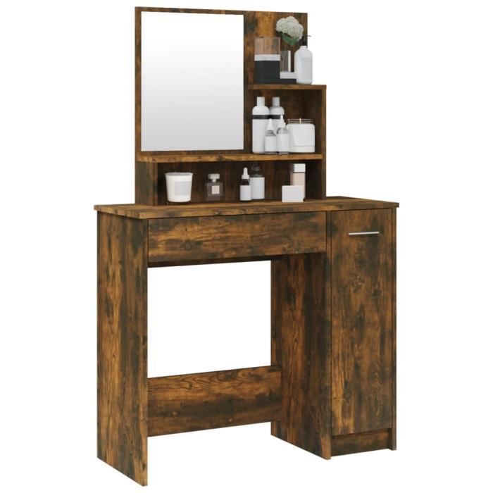 Coiffeuse avec miroir blanc 86,5x35x136 cm-FHE802957 - Maison