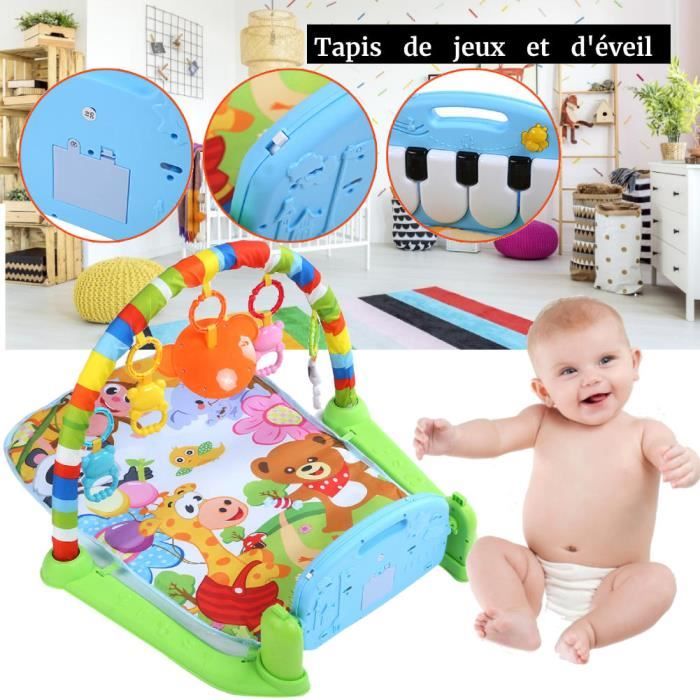 Tapis D'Éveil Musical Bébé Aomig - Piano Avec 5 Jouets Suspendus, Lumières, 0-36 Mois