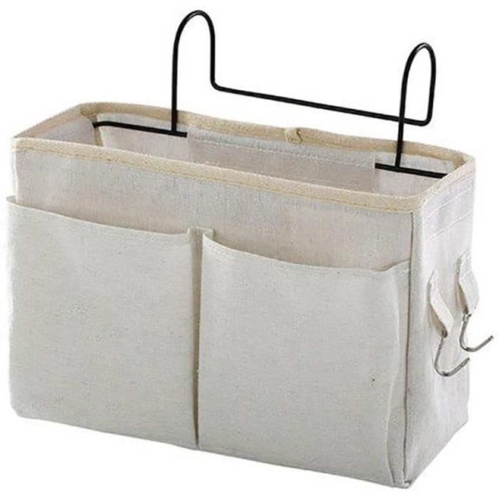 Organisateur De Chevet Suspendu Avec Couvercle - Dimensions 26.5x16.5x12.5 Cm, Panier De Rangement Pour Lit, Bureau, Dortoir
