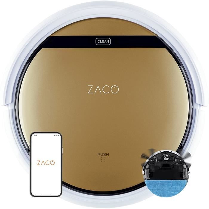 ZACO V5sPro Aspirateur robot laveur silencieux avec télecommande, Auto  charge, 4 modes de nettoyage, sans fils pour poils animaux tapis parquet