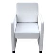 4pcs Fauteuil chaises à roulettes de salle à manger ou de cuisine design ergonomique Blanc 58,5 x 65 x 88 cm-1