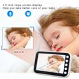 Babyphone Moniteur vidéo Caméra bébé berceuse capteur de température - écran LCD 4,5'' avec fonction d'interphone vision nocturne-1