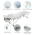 Table de massage Pliante 2 Zones Cadre en Aluminium Blanc avec Housse 185 x 60 cm VINTEKY®-1