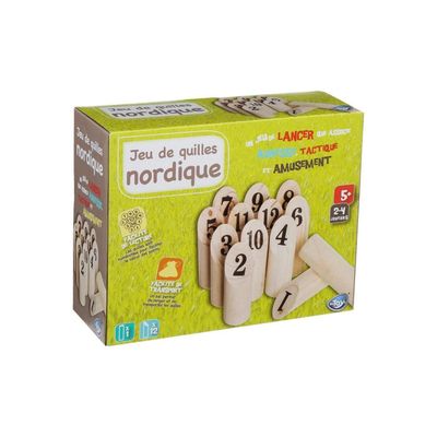 Jeu De Mölkky En Bois De Pin - 12 Quilles + 1 Bâton + Boîte De Transport - Jeu D'adresse Extérieur Pour Jardin, Plage, Pique-nique