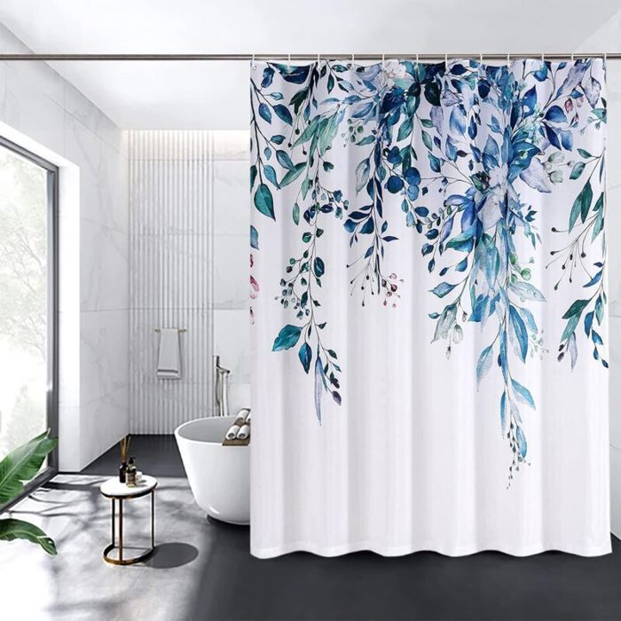 Rideau De Douche Floral Aquarelle 180x180 Cm - Imperméable, Anti-Moisissures, Avec 12 Crochets
