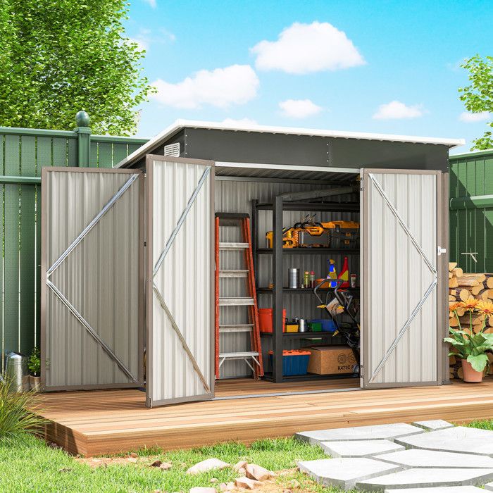 abri-de-jardin-outsunny-triple-porte-verrouillable-toit-inclin