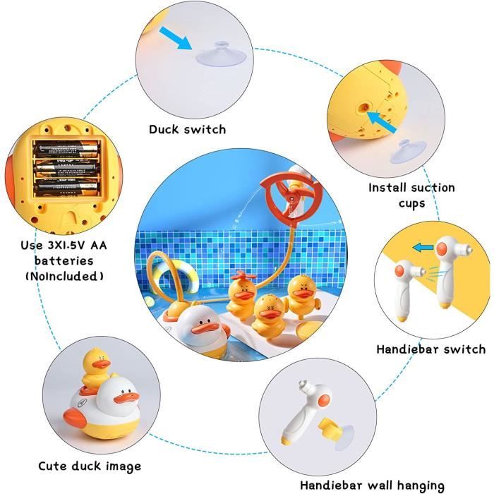 Jouet De Bain Lapin Électrique - 3 Modes De Pulvérisation - Pommeau De Douche - Automatique - Cadeau Bébé 1-4 Ans - Garçon Fille