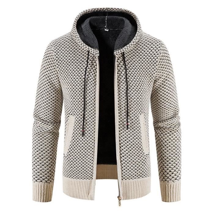 Cardigan Homme Allthemen Hiver Maille Zippé | Col Montant Décontracté Chaud Multi-Couleurs
