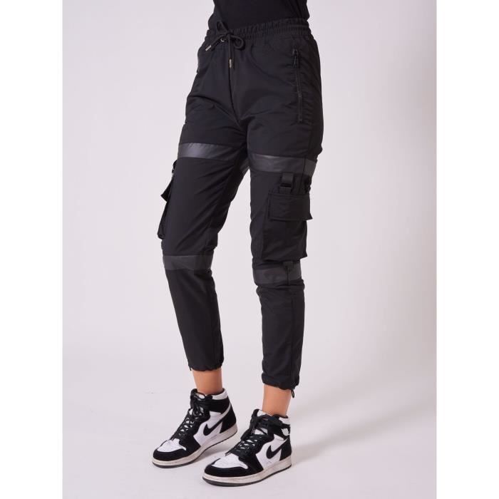 Bas de jogging femme PROJECT X PARIS bande plastique noir