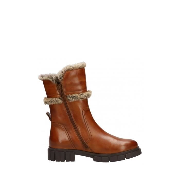 Bottines Femme Bugatti Cuir Marron Fermeture Lacets et Eclair Talon 3.5cm Marron Cdiscount Chaussures