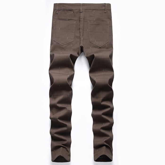 Jean slim top marron homme