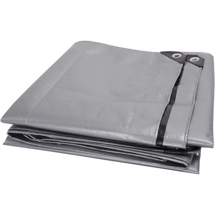 Bâche Imperméable Polyéthylène 2x2m - Argent, Résistante UV, Pour Extérieur, Jardin, Camping, Meubles