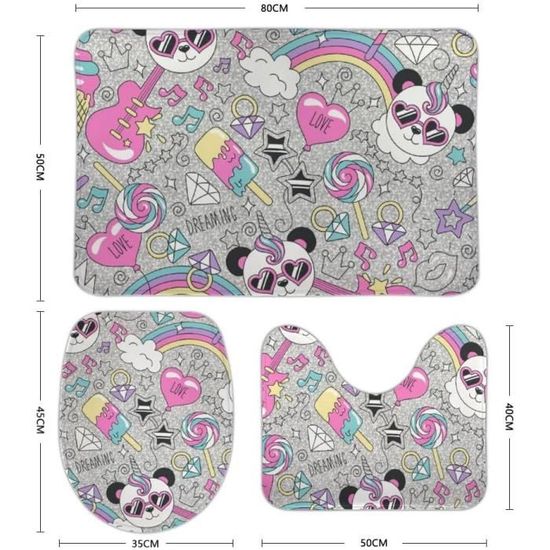 Housse D Abattant Wc En Forme De U Et Tapis De Bain Paillasson Panda Musique Guitare Arc En Ciel Gris u27155 Cdiscount Maison