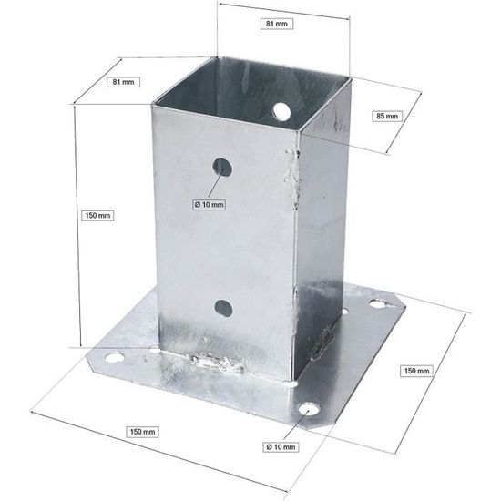 KOTARBAU Pied de poteau a visser 80 x 80 mm Galvanise a chaud Poteaux carres en bois Poteau Support de poteau Porteur de cloture Cdiscount Jardin