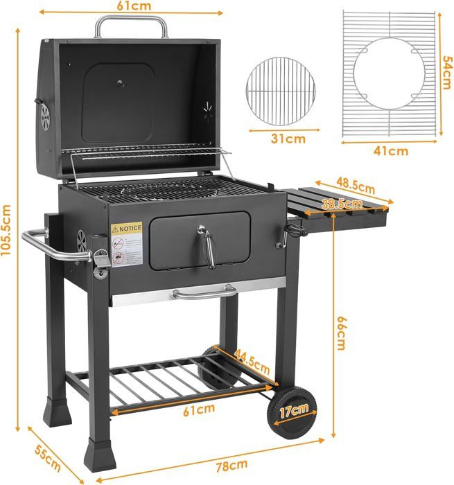 VINGVO Barbecue Au Charbon De Bois Barbecue à Charbon De Bois Portable Barbecue Extérieur Grill