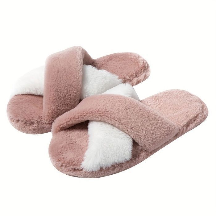 Pantoufles En Peluche Pour Femme – Chaussons D'hiver Chauds, Antidérapants, Semelle Douce, Couleur Unie – Confortables Pour Intérieur Et Extérieur