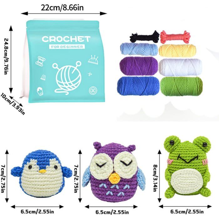 Kit Crochet Débutants Complet - Inclut Fil, Crochet, Instructions, Yeux, Rembourrage - Pour Créer Des Animaux