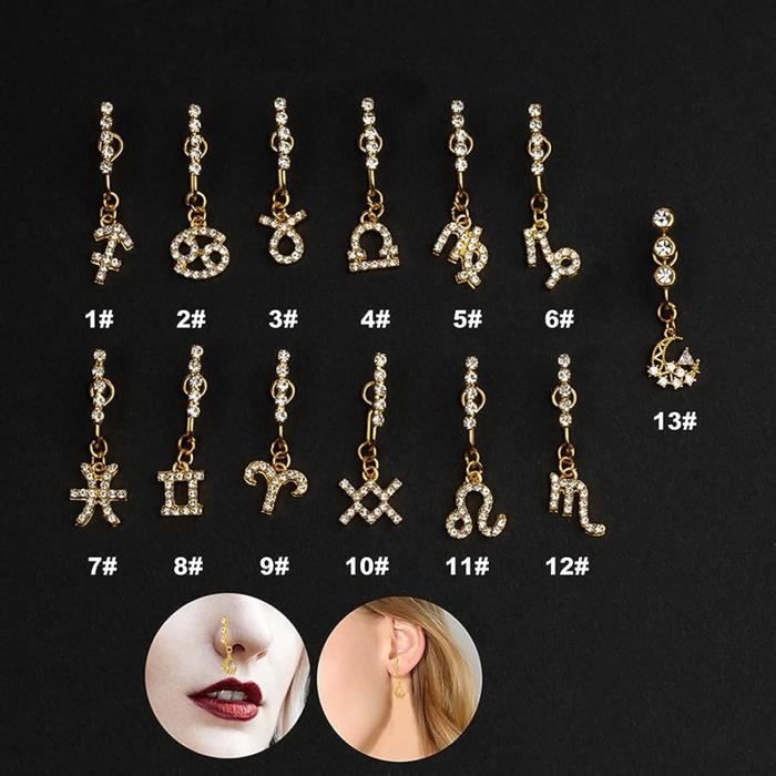 Fake Nose Ring Bijoux Nez 12 Constellations Piercing Trgus Bouche 1Pcs Cadeau Femme Anniversaire Homme x6811 Etoile Lune Achat Vente piercing nez Fake Nose Ring Bijoux Nez6811
