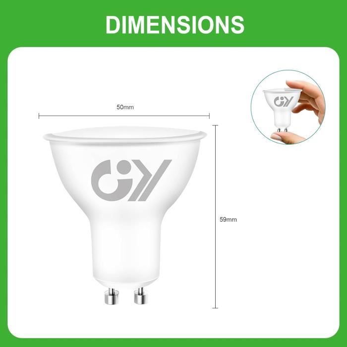 Ampoule LED GU10 6.5W équivalent 100W, 1025 Lumens 6500K Blanc Froid ...