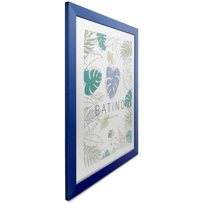 Cadre Photo En Bois Batino – 40x60 Cm, Façade Verre Acrylique, Dos HDF, 11 Couleurs Au Choix (Bleu Ici)