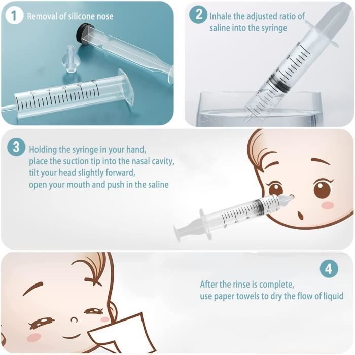 Kit Siringa Nasale Bebe Mosca - 6 Siringhe + Punte Silicone + Accessori, Senza BPA, Per Lavaggi Nasali - Foto 11