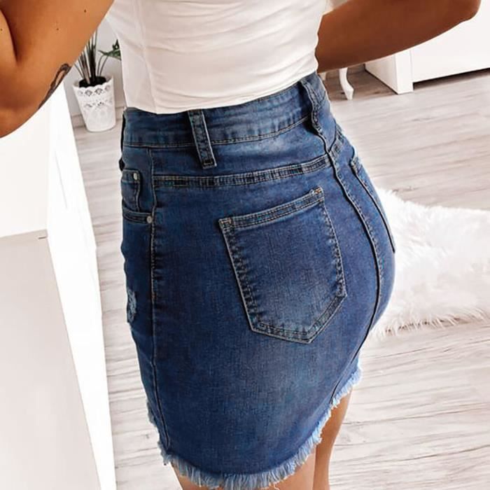 JUPE KILT Jupe en jean irr guli re avec trou de fesses taille