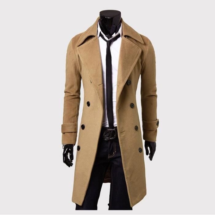 Manteau caban Manteau en laine pour Homme coupe cintr e mi long