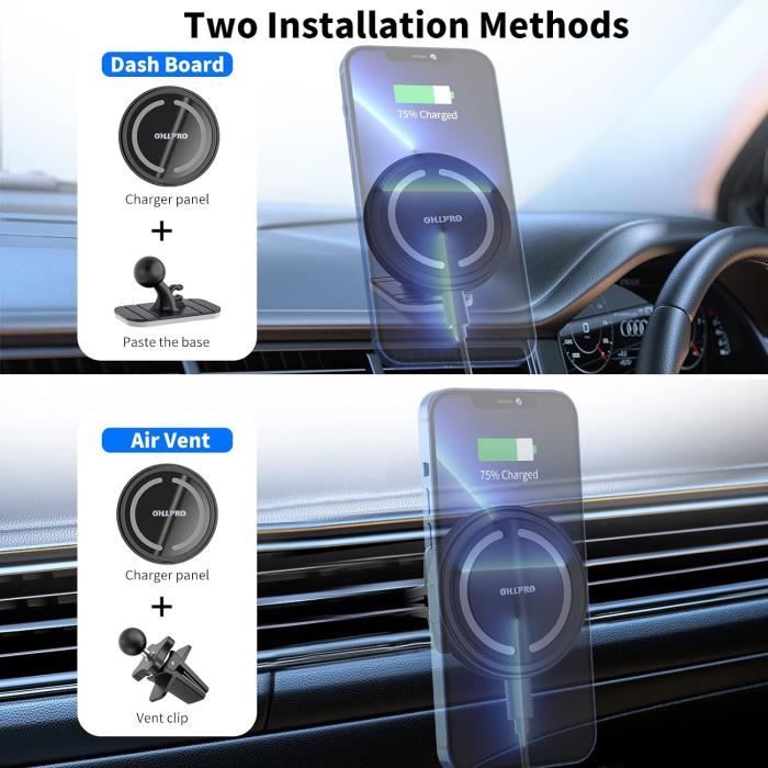 Support Voiture Magnétique Livoo Avec Chargeur Sans Fil - Fixation Solide Et Charge Rapide - 4
