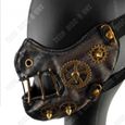 Masque de fête steampunk noir en cuir PU pour Halloween et Pâques - TECH DISCOUNT - Décoration de visage punk-3