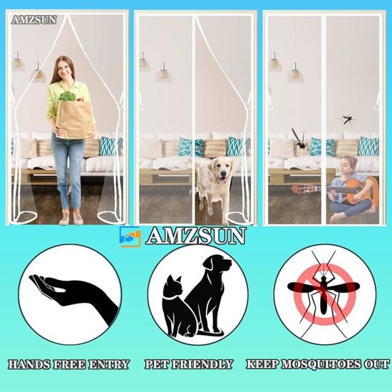 Rideau Anti-mouches, Panneau De Rideau Bleu Et Blanc 100x230 Cm Chenille