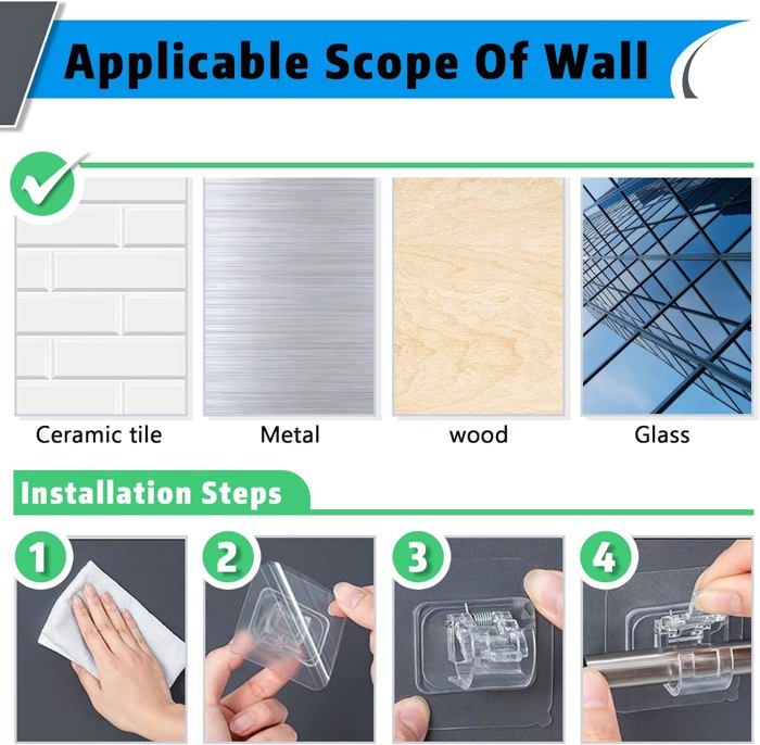 Lot De 4 Supports De Tringle à Rideaux Universels, Sans Perçage