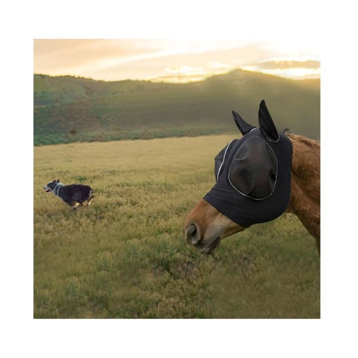 Masque Anti-Mouches Cheval Violet CPJJ - Protège-Nuque Avec Oreilles, Protection UV Et Respirante