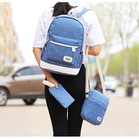 3 en 1 Sac Dos Scolaire Toile Sac d paule College Sac Dos