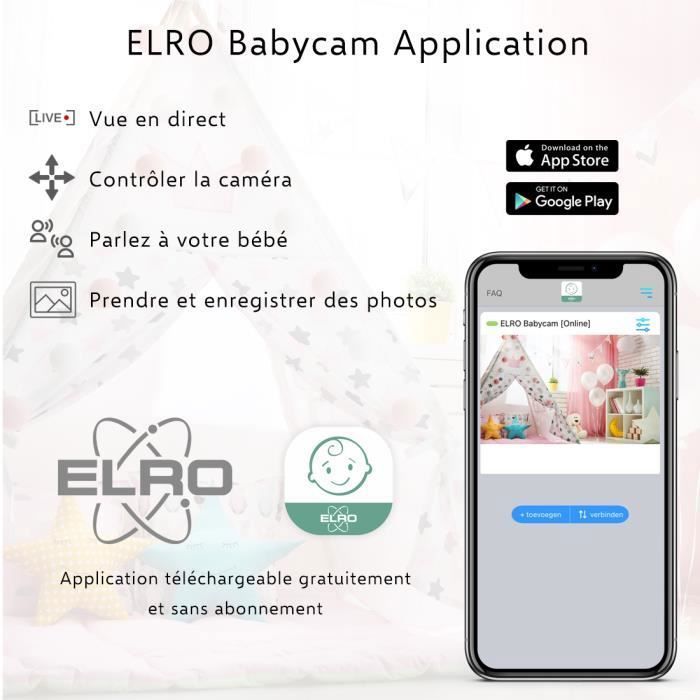 ELRO BC2000 Baby Monitor Premium - Monitor 12,7 Cm Full HD - Telecamera Pan/Tilt Con Visione Notturna