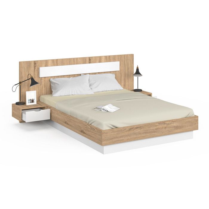 DICTAC Lit 140x190 cm Design Flottant avec Éclairage LED, Cadre de Lit 140x190 avec Sommier à Lattes en Bois et Structure en métal, Lits 2 Personnes sans tête de lit, Lits Double DICTAC Lit 140x190 cm Design Flottant avec Éclairage LED, Cadre de Lit 140x190 avec Sommier à Lattes en Bois et Structure en métal, Lits 2 Personnes sans tête de lit, Lits Double