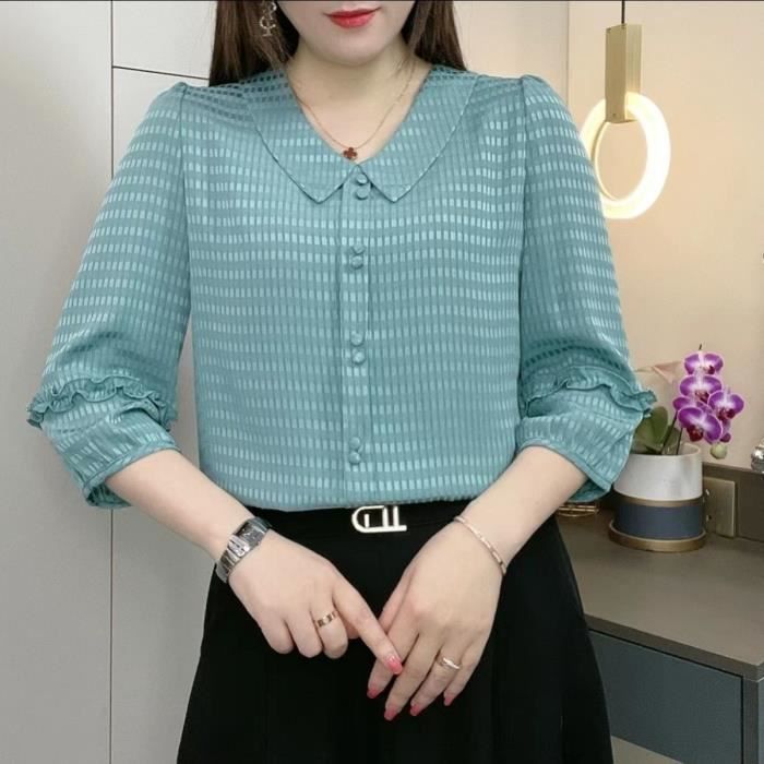 Chemise Femme En Coton Et Lin - Col V, Manches Longues, Coupe Loose, Tunique Chic Décontractée - Grande Taille Disponible