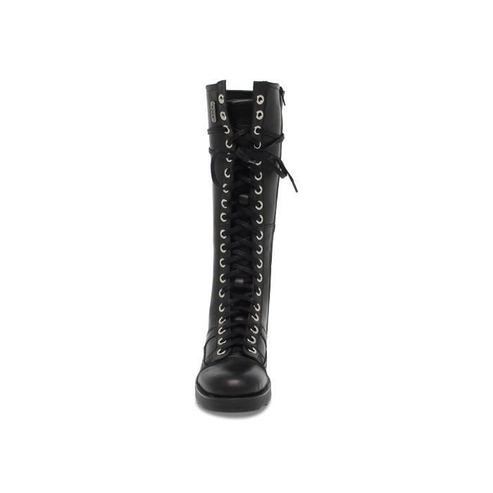 BOTTE OXS 101169 N en cuir noir Femme Multicolor Cdiscount