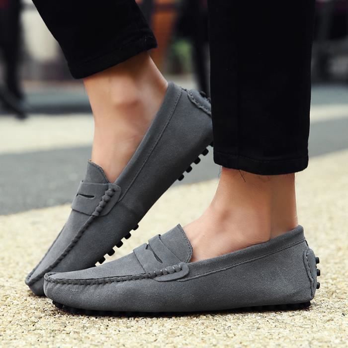 Mocassin Homme Cuir Su d Chaussure de Travail Gris Gris
